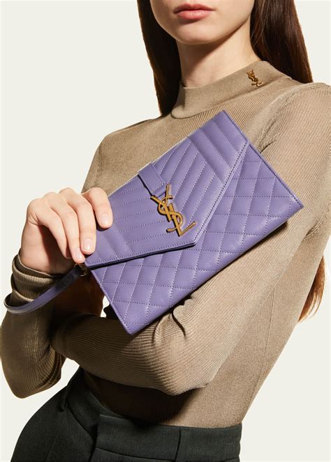 ysl black and dove white clutch grained leather|YSL envelope bag.